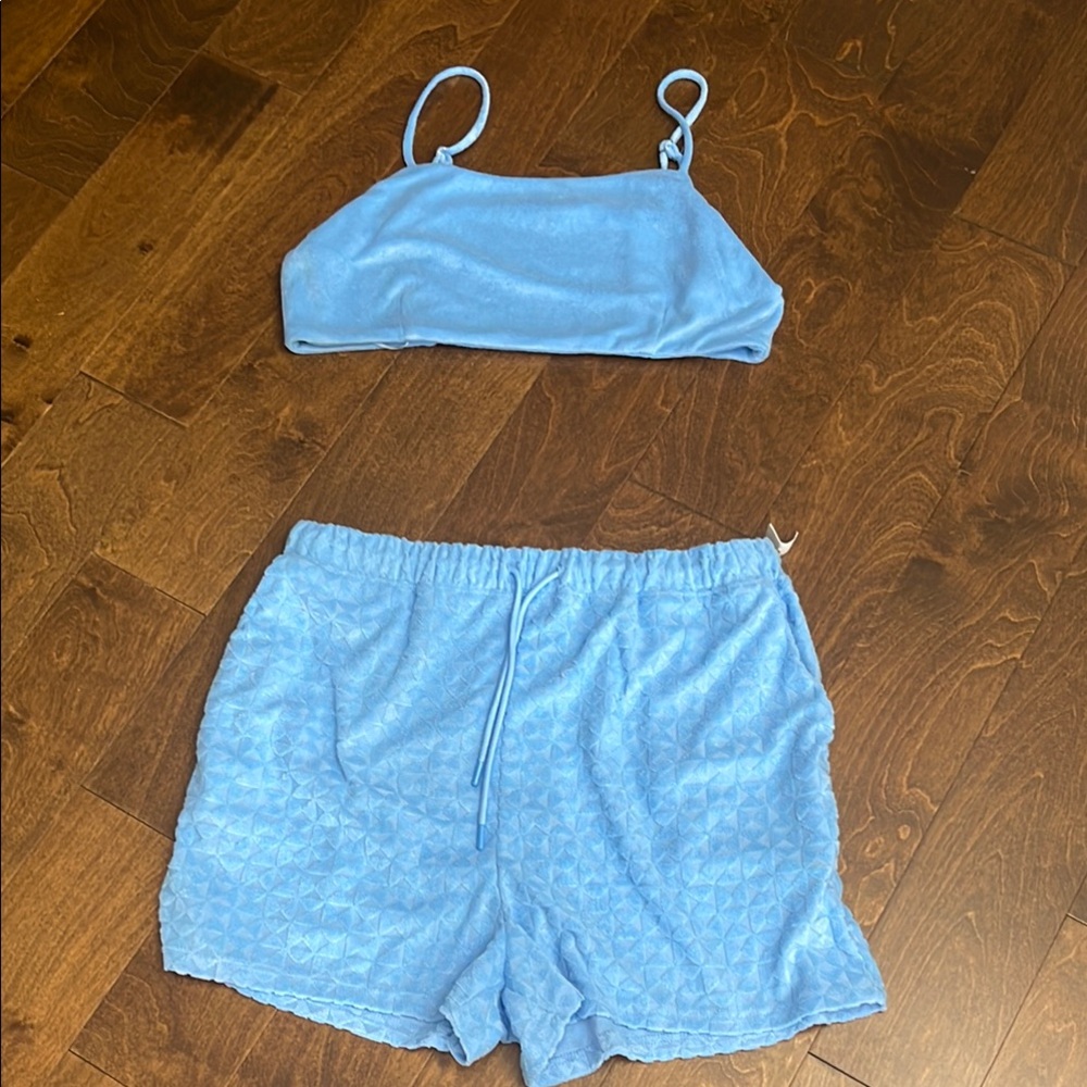 New, 7 For All Mankind Blue Pajama Set Intimates Sleepwear